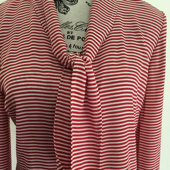 St John Red and White Striped Blouse - Picture 2 of 6